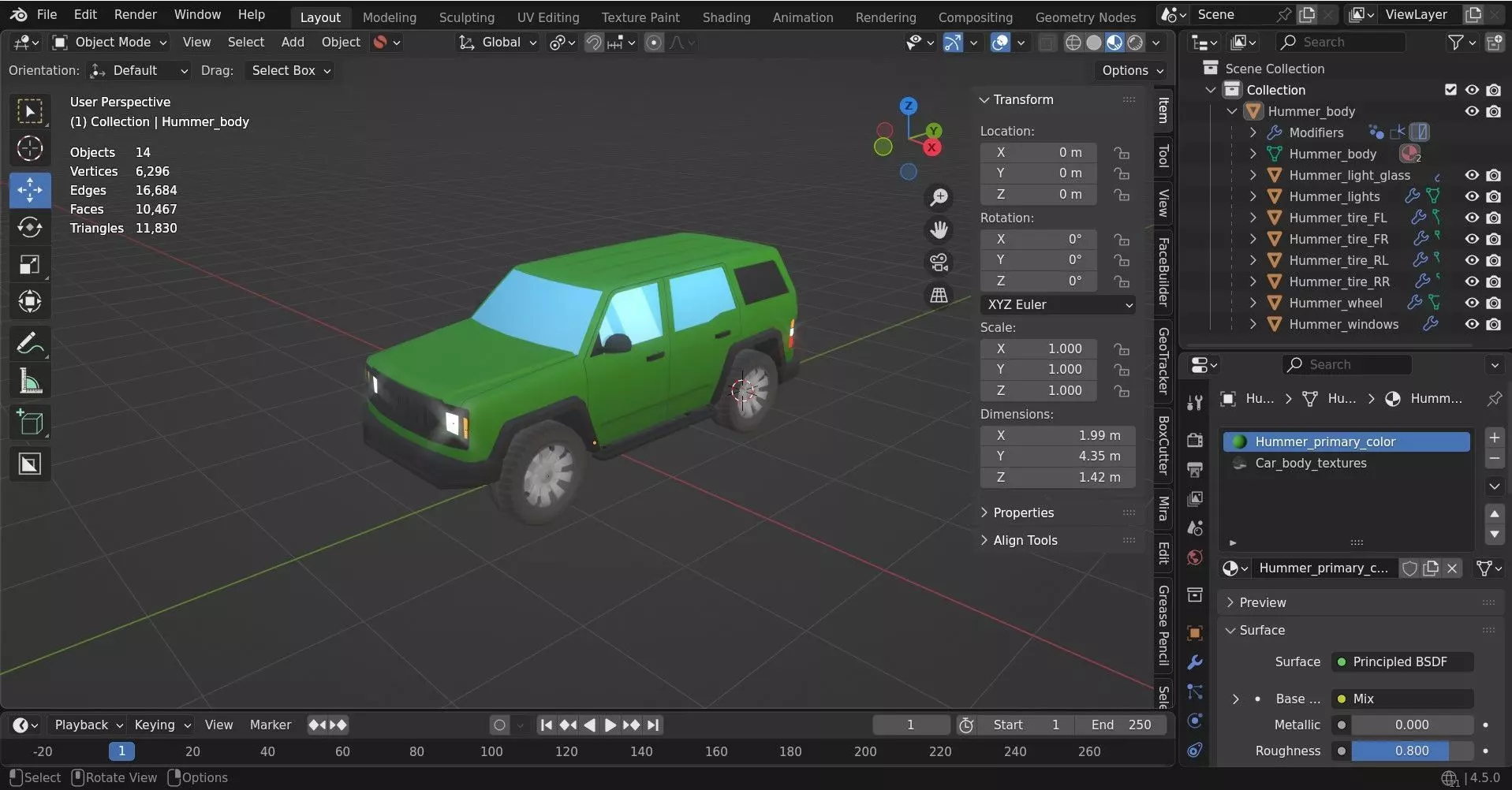 Lowpoly generic Hummer car Low-poly 3D model_9