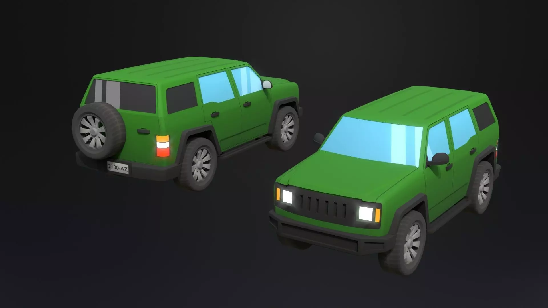 Lowpoly generic Hummer car Low-poly 3D model_6