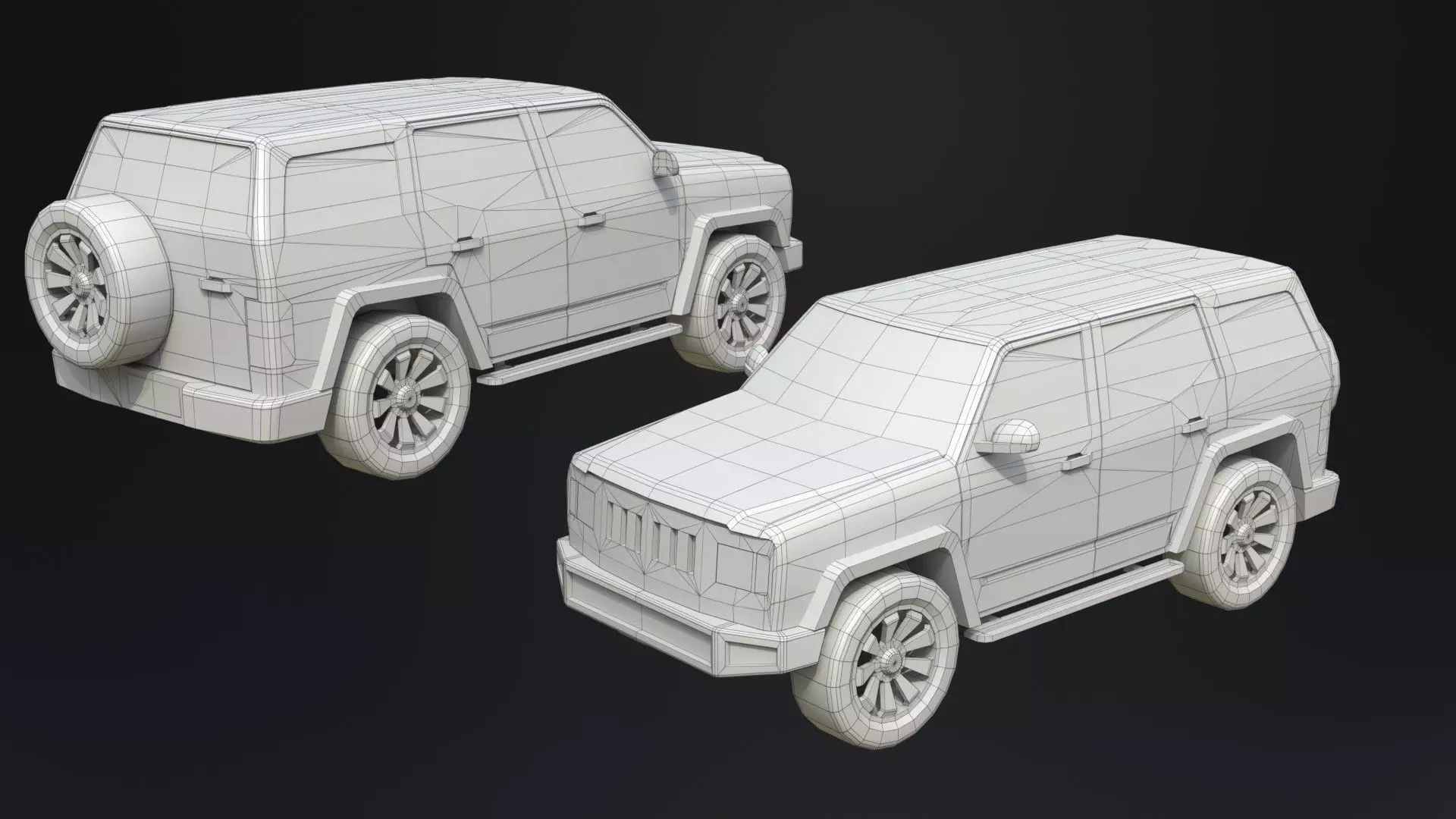 Lowpoly generic Hummer car Low-poly 3D model_11