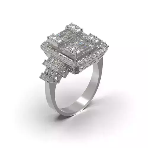 Round Baguette Fine Ring Base 3D Printable