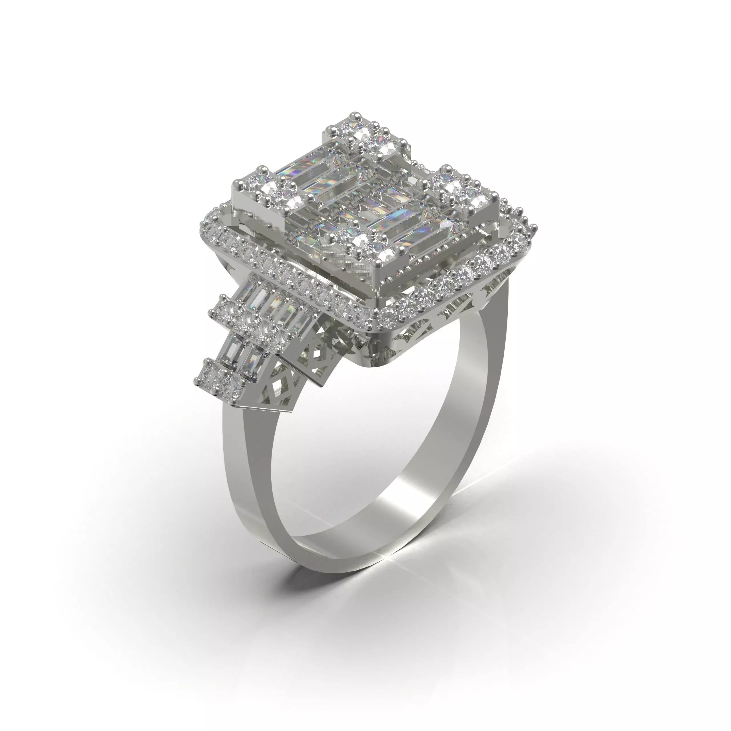 Round Baguette Fine Ring Base 3D Printable 3D print model_0