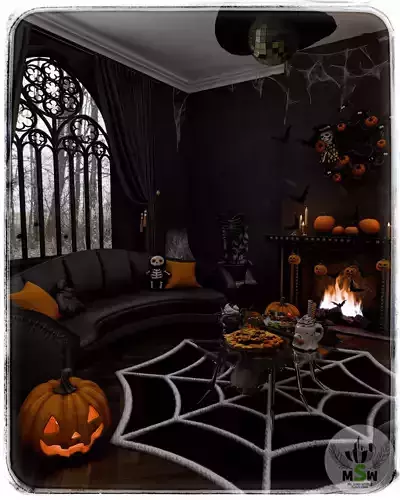Halloween Living Room Blender Scene - DAY