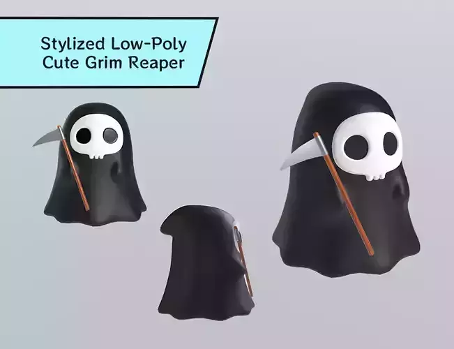 Stylized Low-Poly Cute Grim Reaper Low-poly 3D model