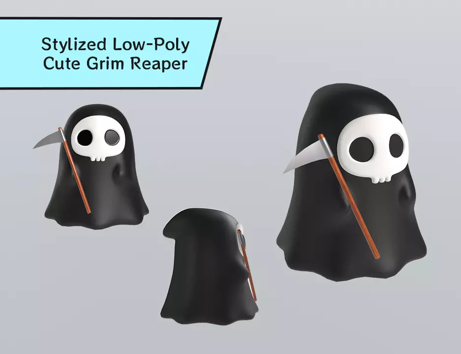 Stylized Low-Poly Cute Grim Reaper Low-poly 3D model_0