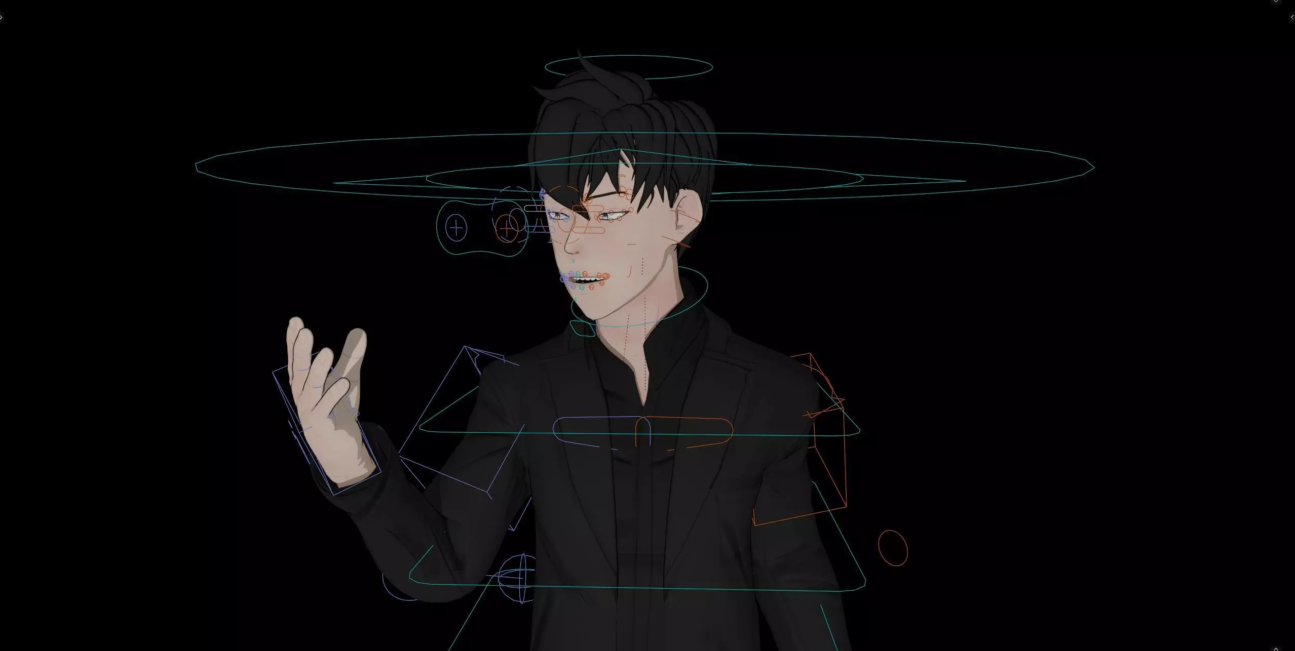 Anime Style Male Anatomy Character in Suit 3D model_0