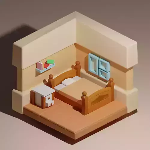 Isometric aesthetic bedroom