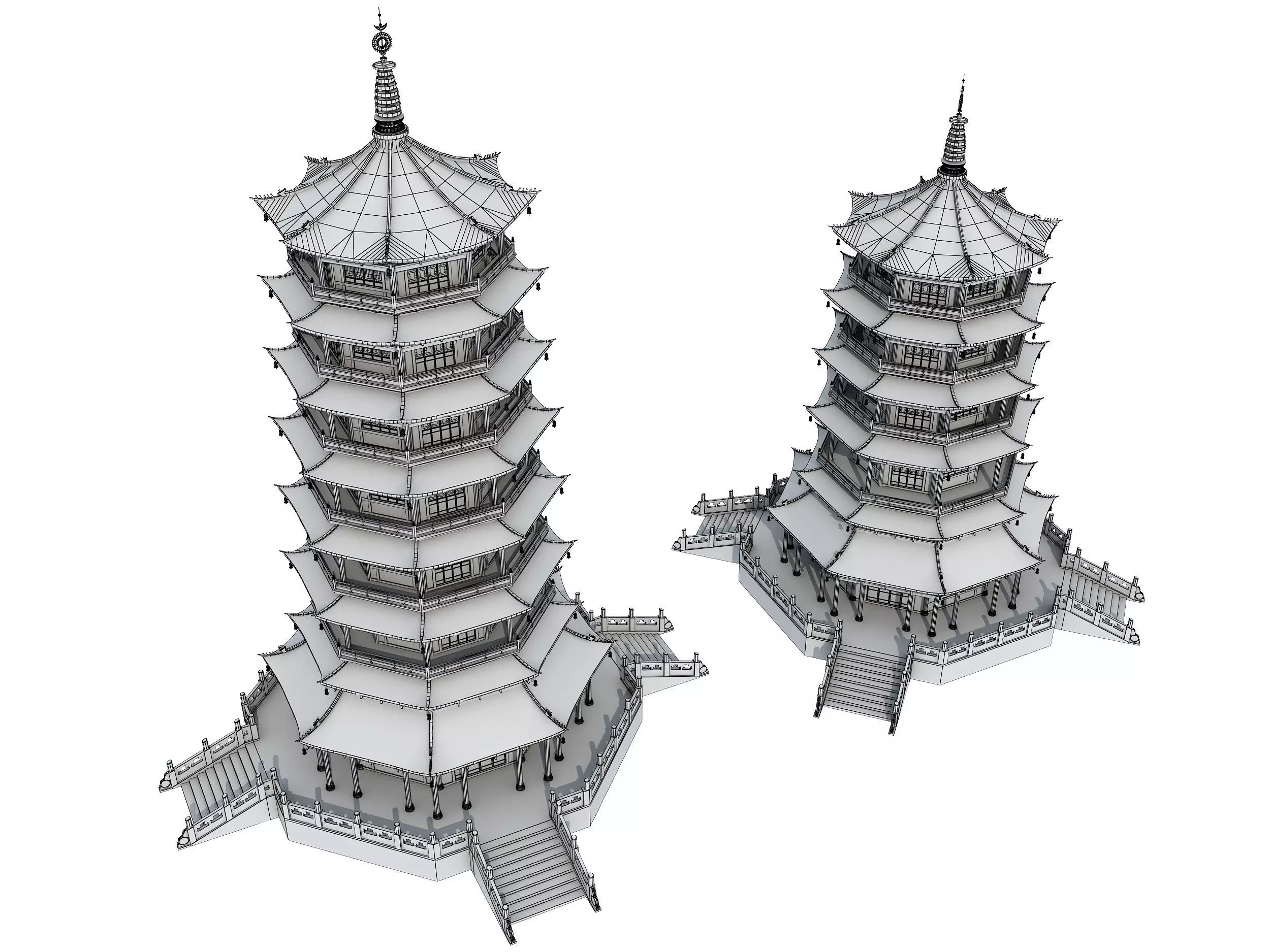Chinese palace architecture Low-poly 3D model_12