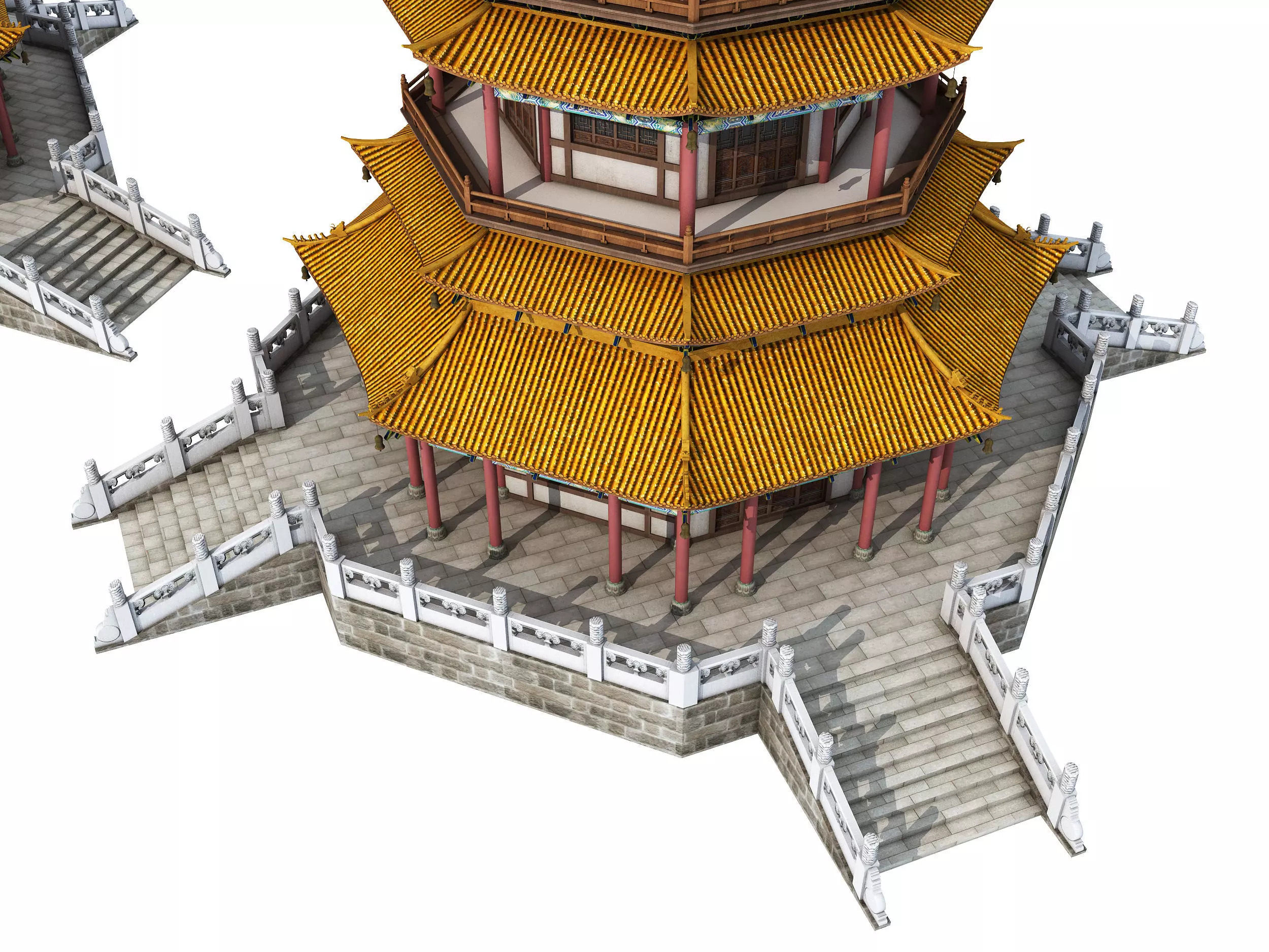 Chinese palace architecture Low-poly 3D model_4