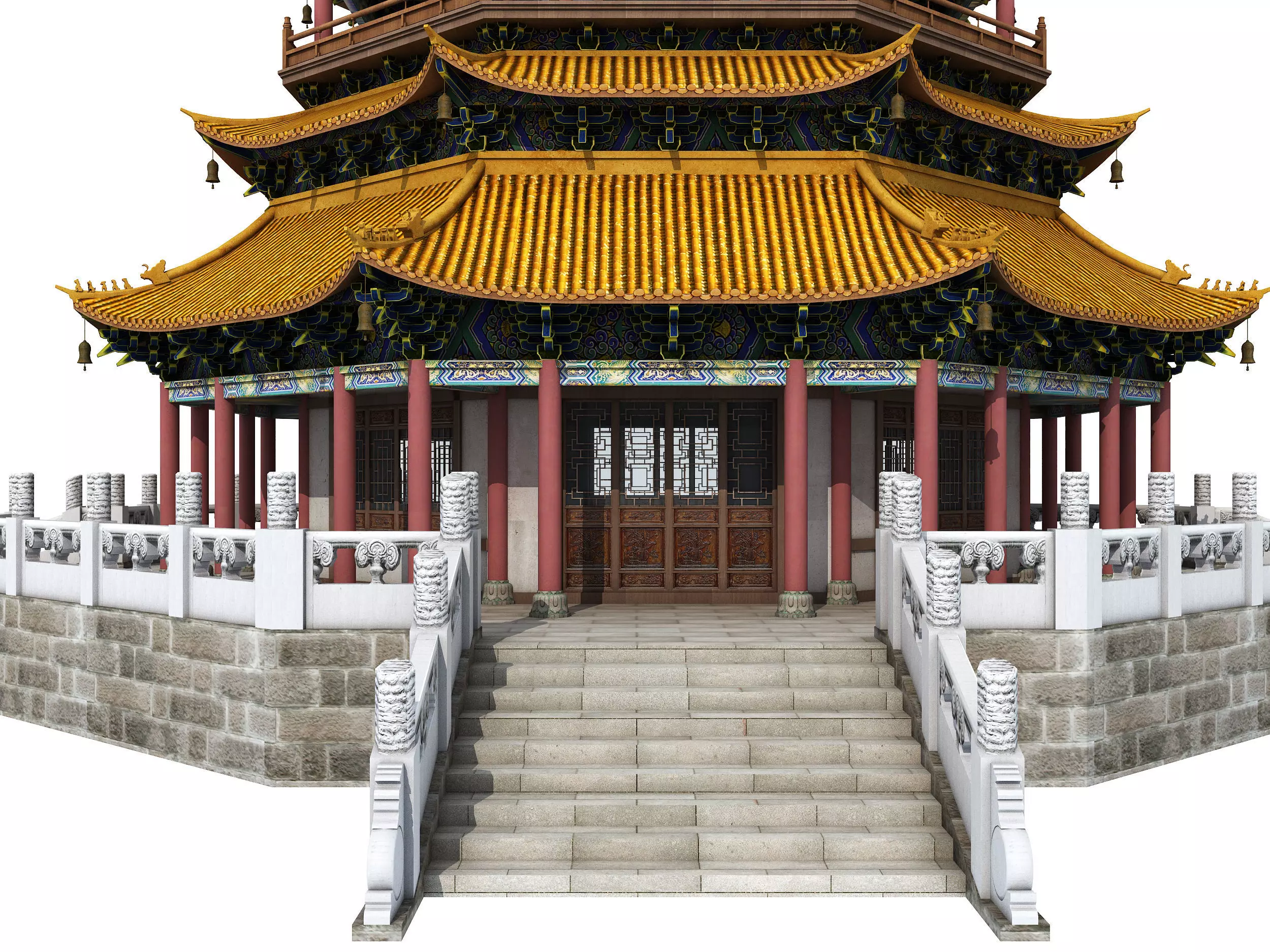 Chinese palace architecture Low-poly 3D model_2