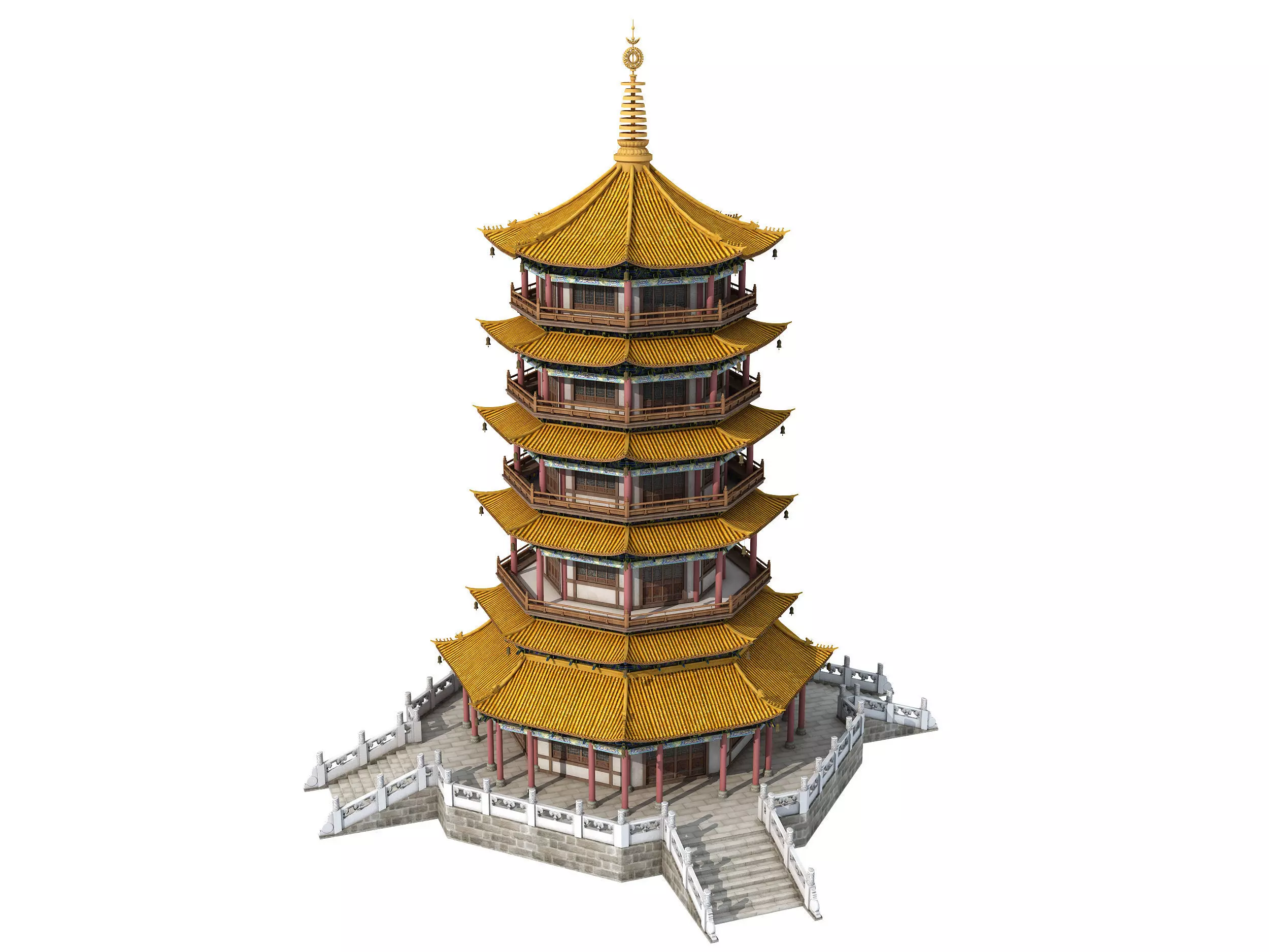 Chinese palace architecture Low-poly 3D model_8