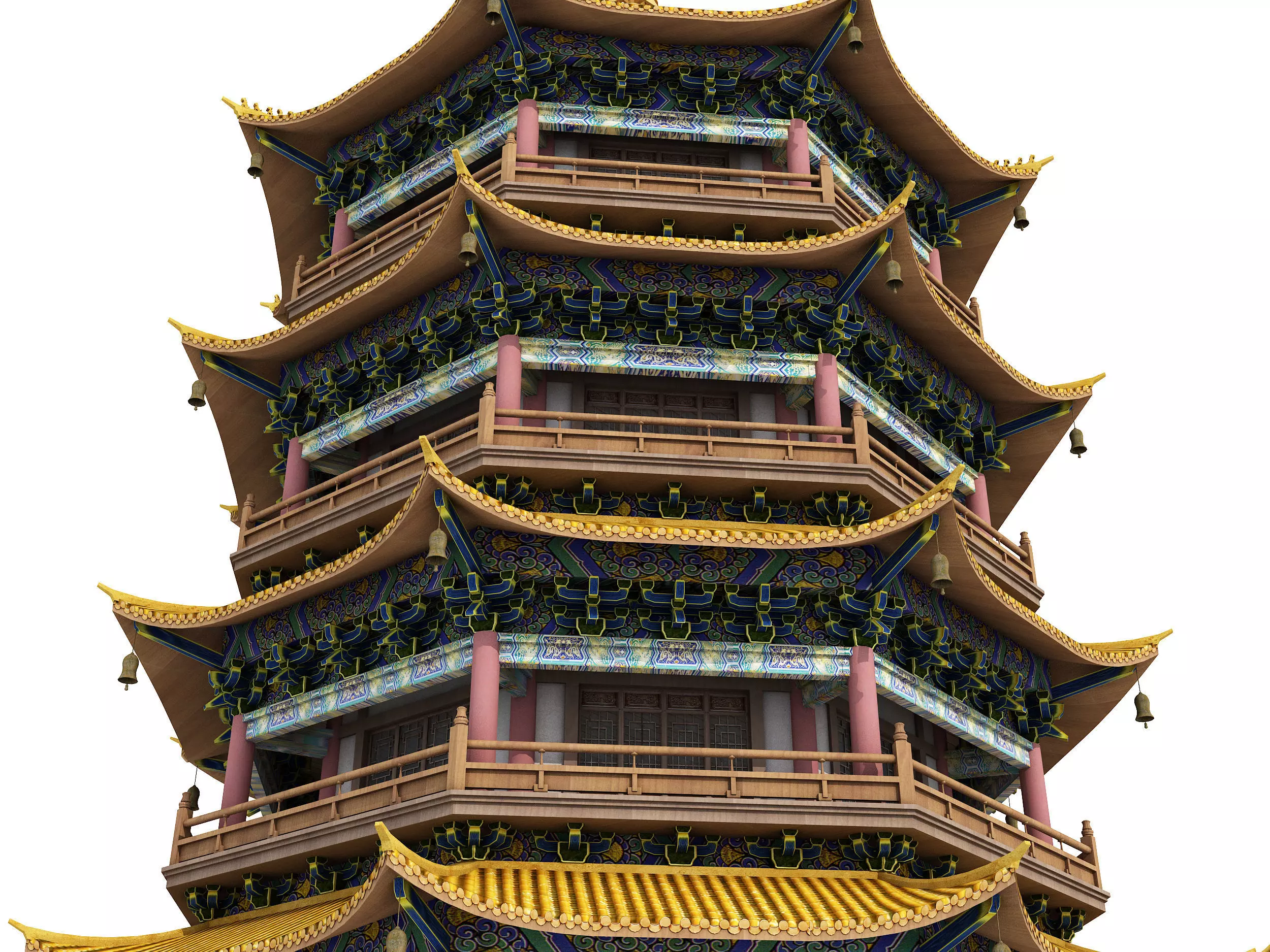 Chinese palace architecture Low-poly 3D model_3
