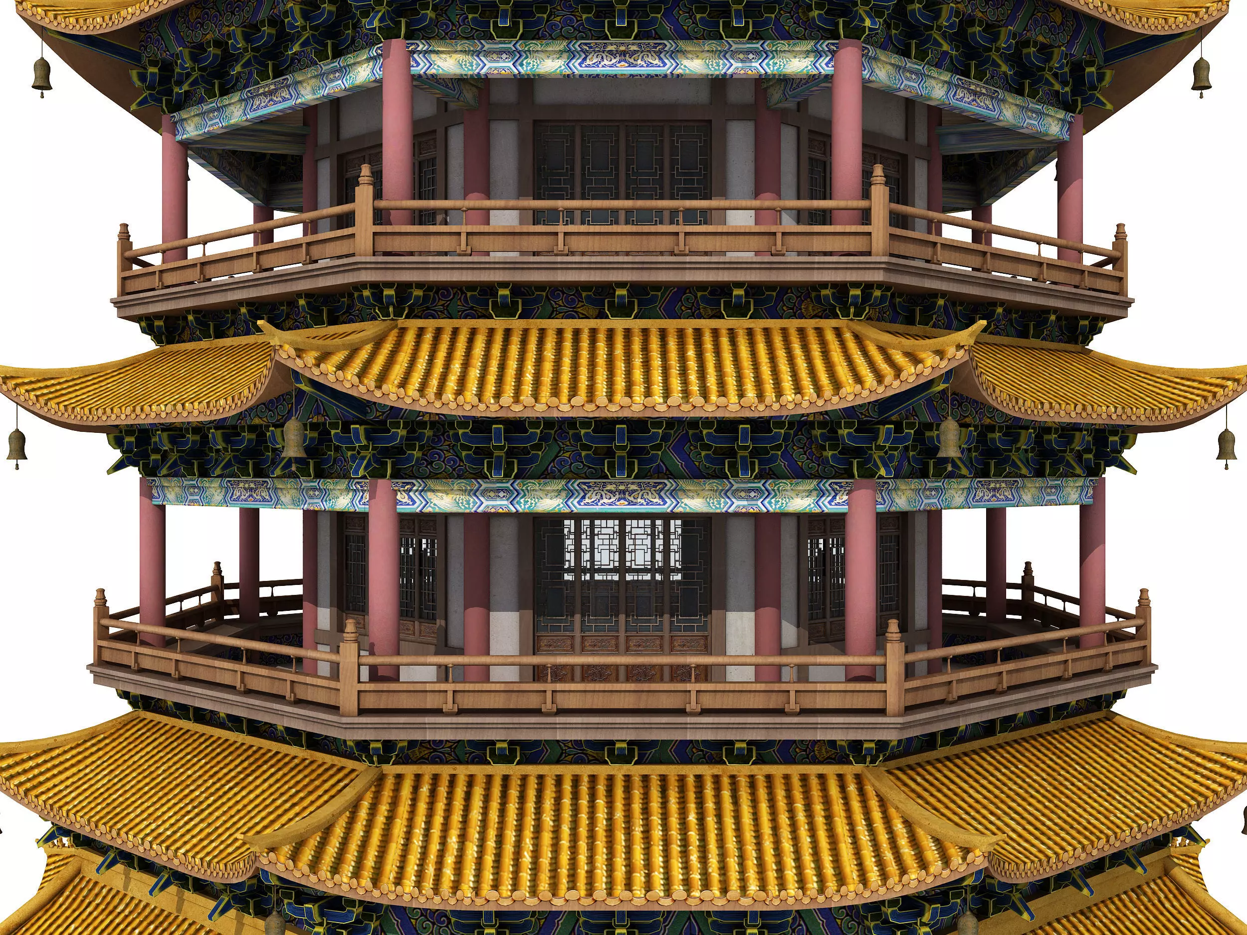 Chinese palace architecture Low-poly 3D model_5