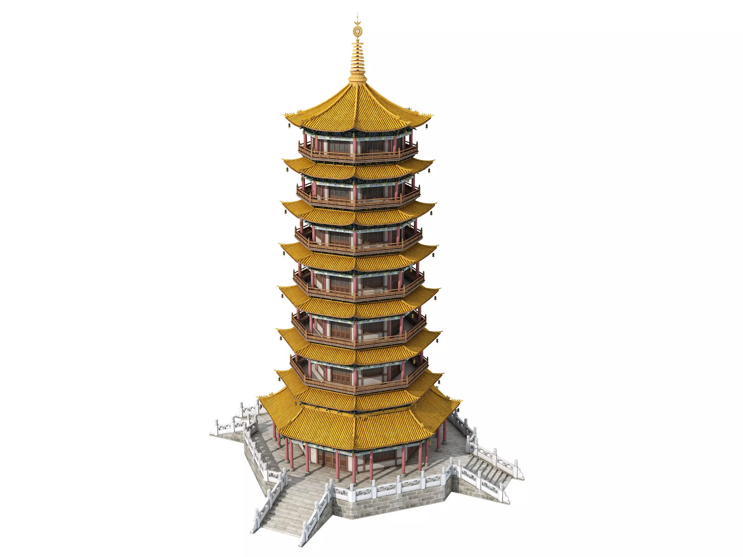 Chinese palace architecture Low-poly 3D model_6