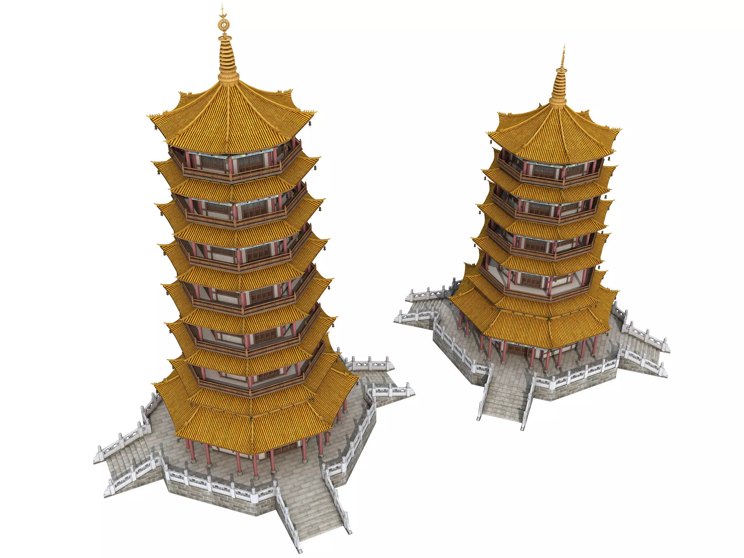 Chinese palace architecture Low-poly 3D model_7