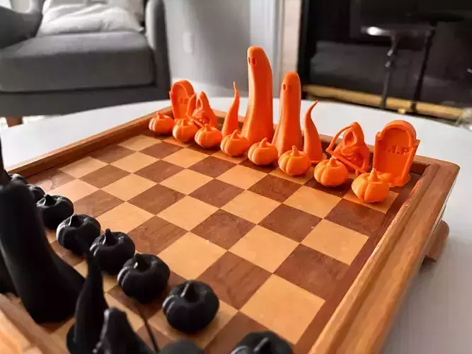 Halloween Chess Set STL 3D print model