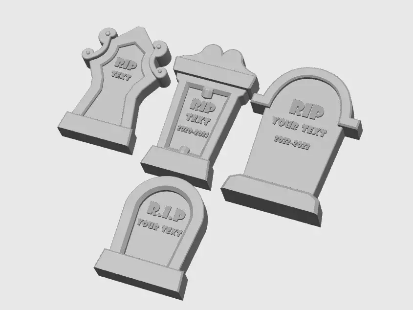 Mini Tombstone Set STL 3D print model_1
