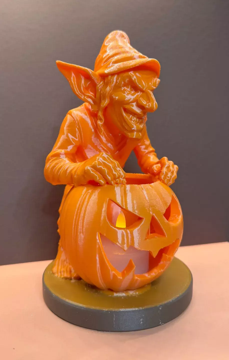 Goblin Jack O Lantern Lamp STL 3D print model_1