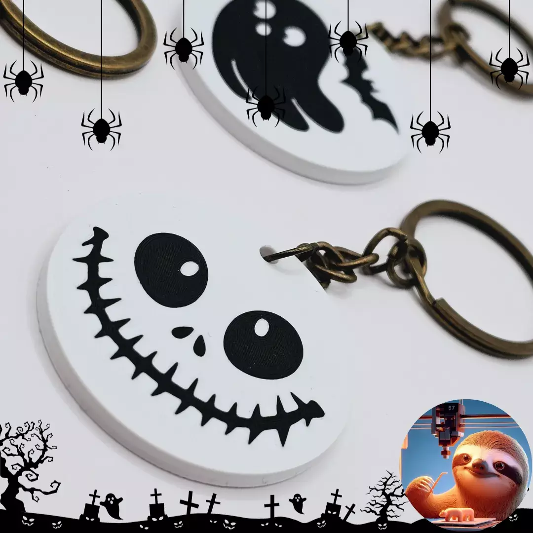 Halloween Round Keychain Pack STL 3D print model_2