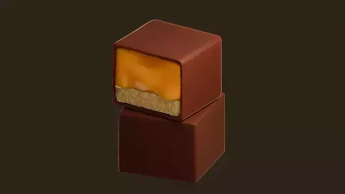 Chocolate Caramel sweet Cube 3D Model 