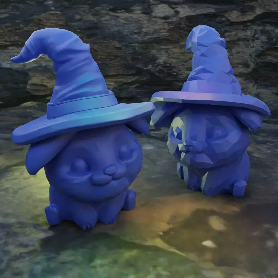 Witch Pup Figurine STL 3D print model_0