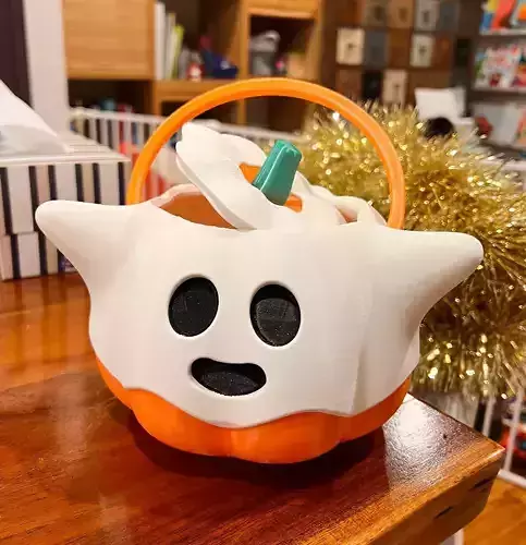 Ghost Pumpkin Treat Bucket STL  3D print model