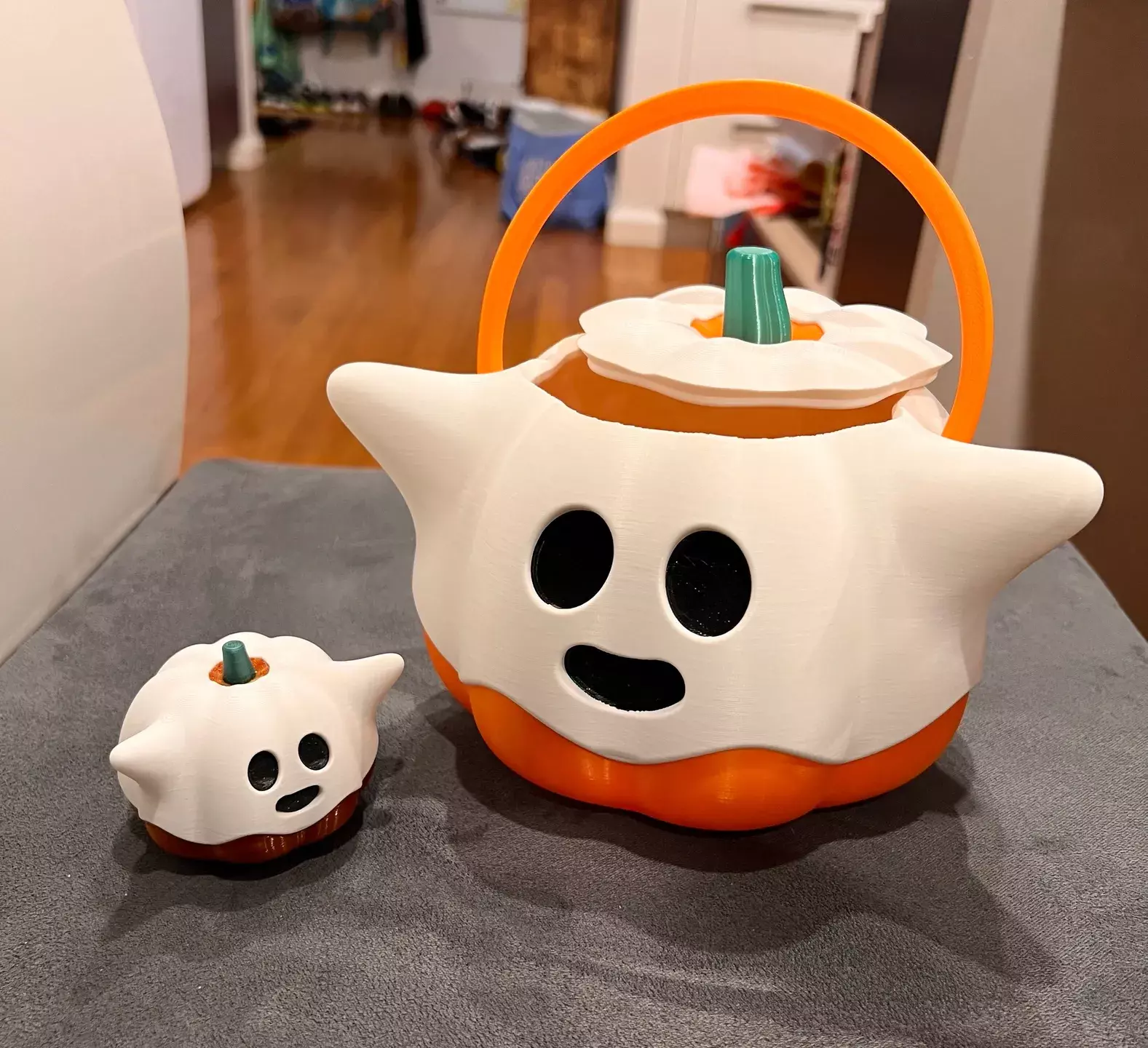 Ghost Pumpkin Treat Bucket STL  3D print model_1