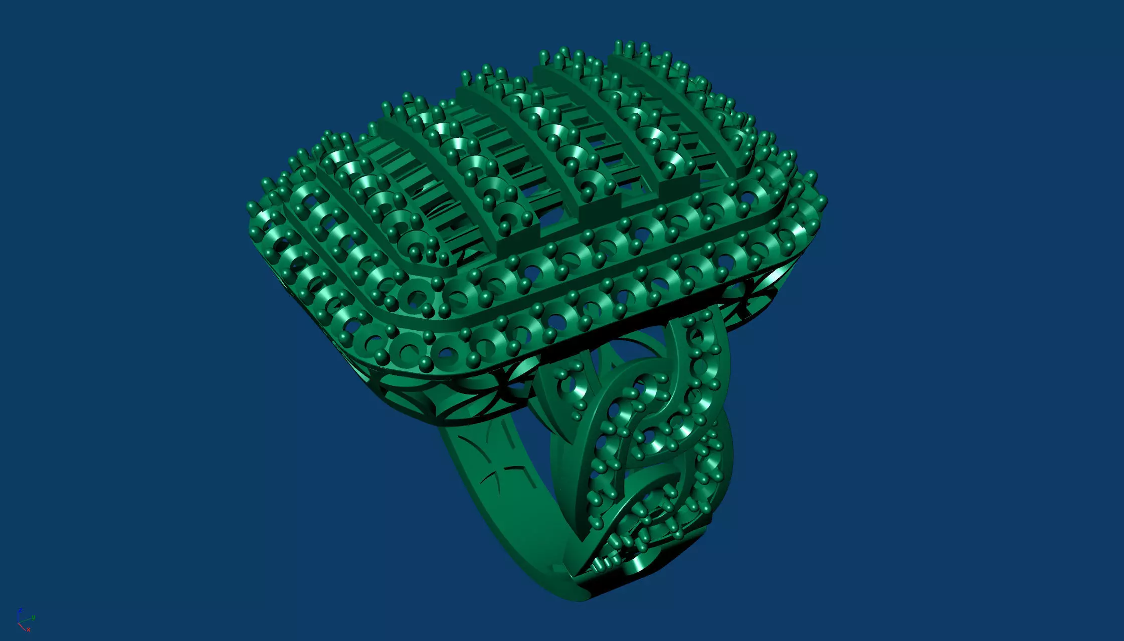 Delicate Round Baguette Ring Base 3D Printable 3D print model_3