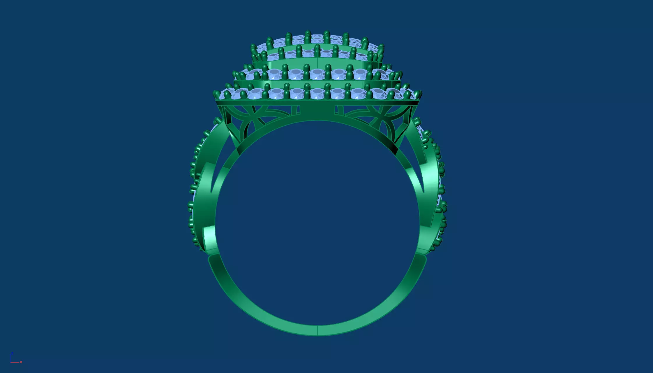Delicate Round Baguette Ring Base 3D Printable 3D print model_6