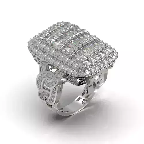 Delicate Round Baguette Ring Base 3D Printable