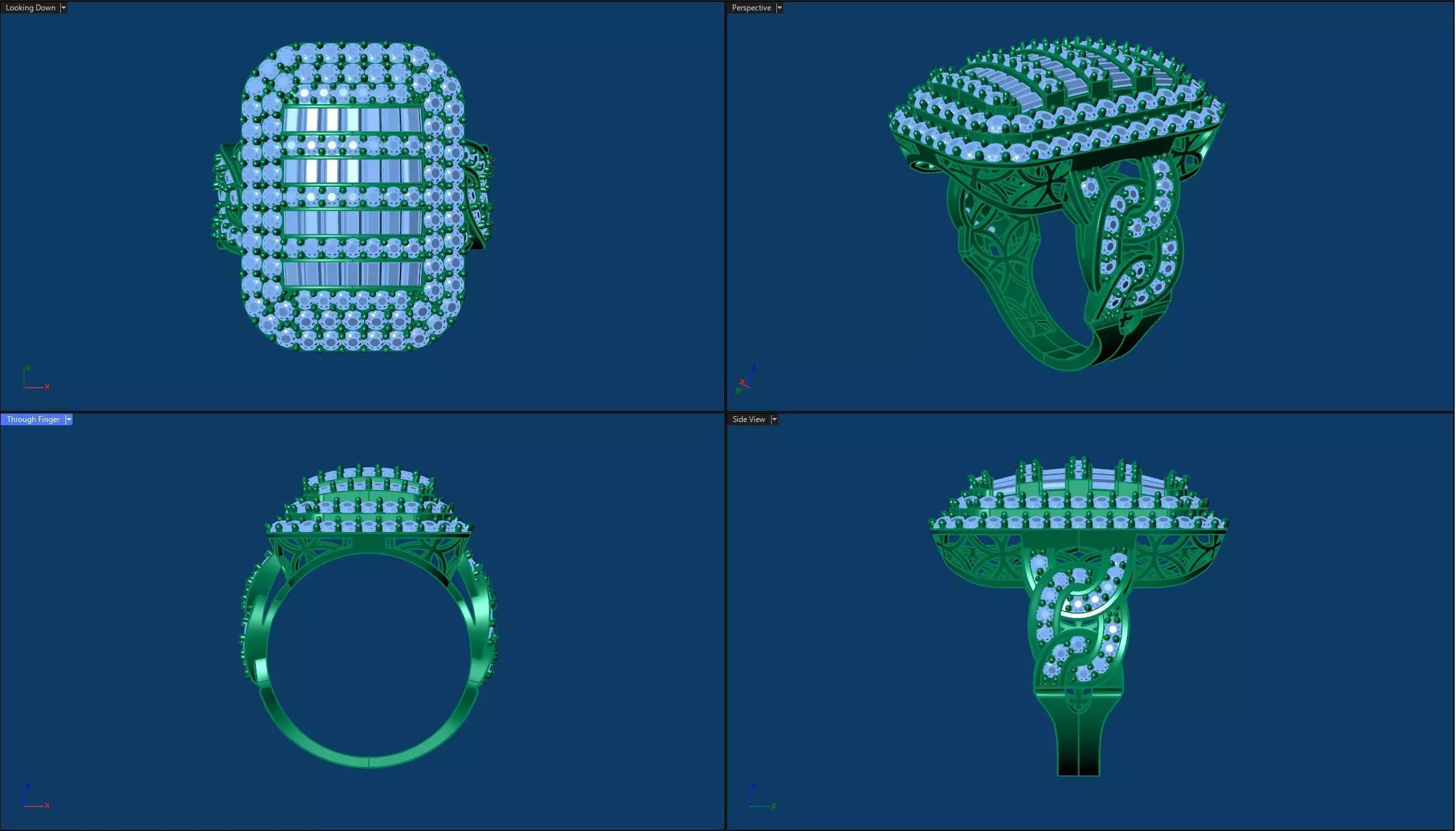 Delicate Round Baguette Ring Base 3D Printable 3D print model_2