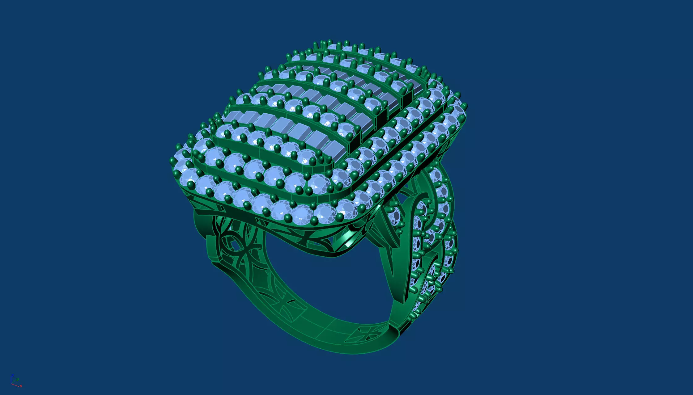 Delicate Round Baguette Ring Base 3D Printable 3D print model_1