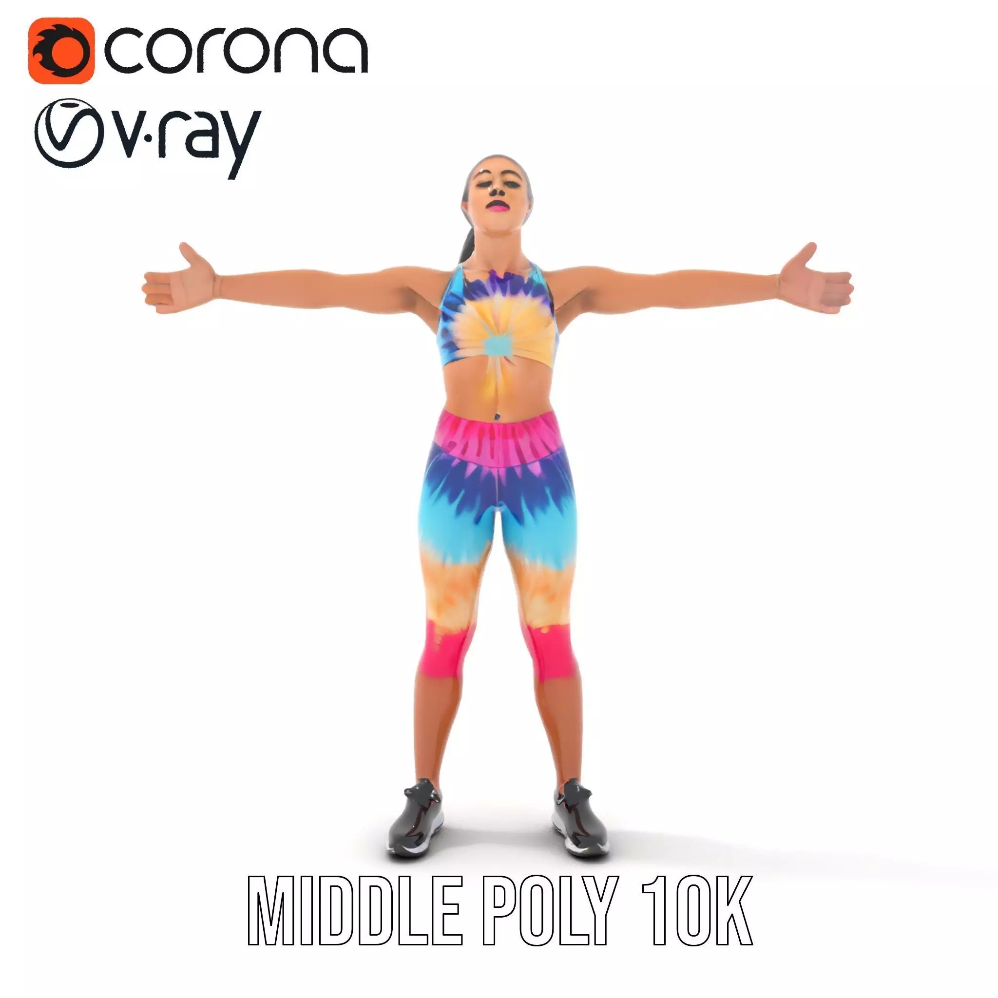 TieDye Fitness Attire model pack Low-poly 3D model_22