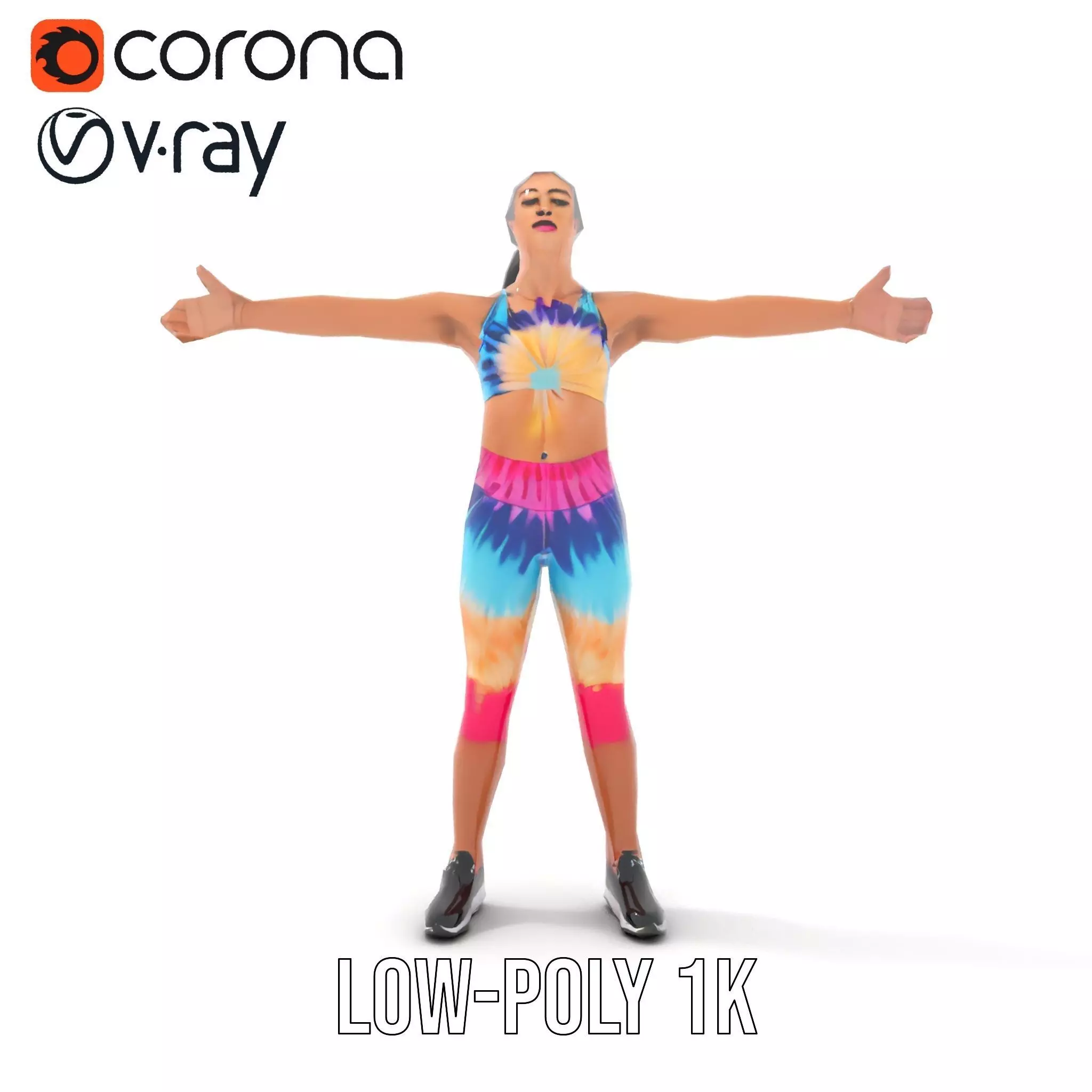 TieDye Fitness Attire model pack Low-poly 3D model_26