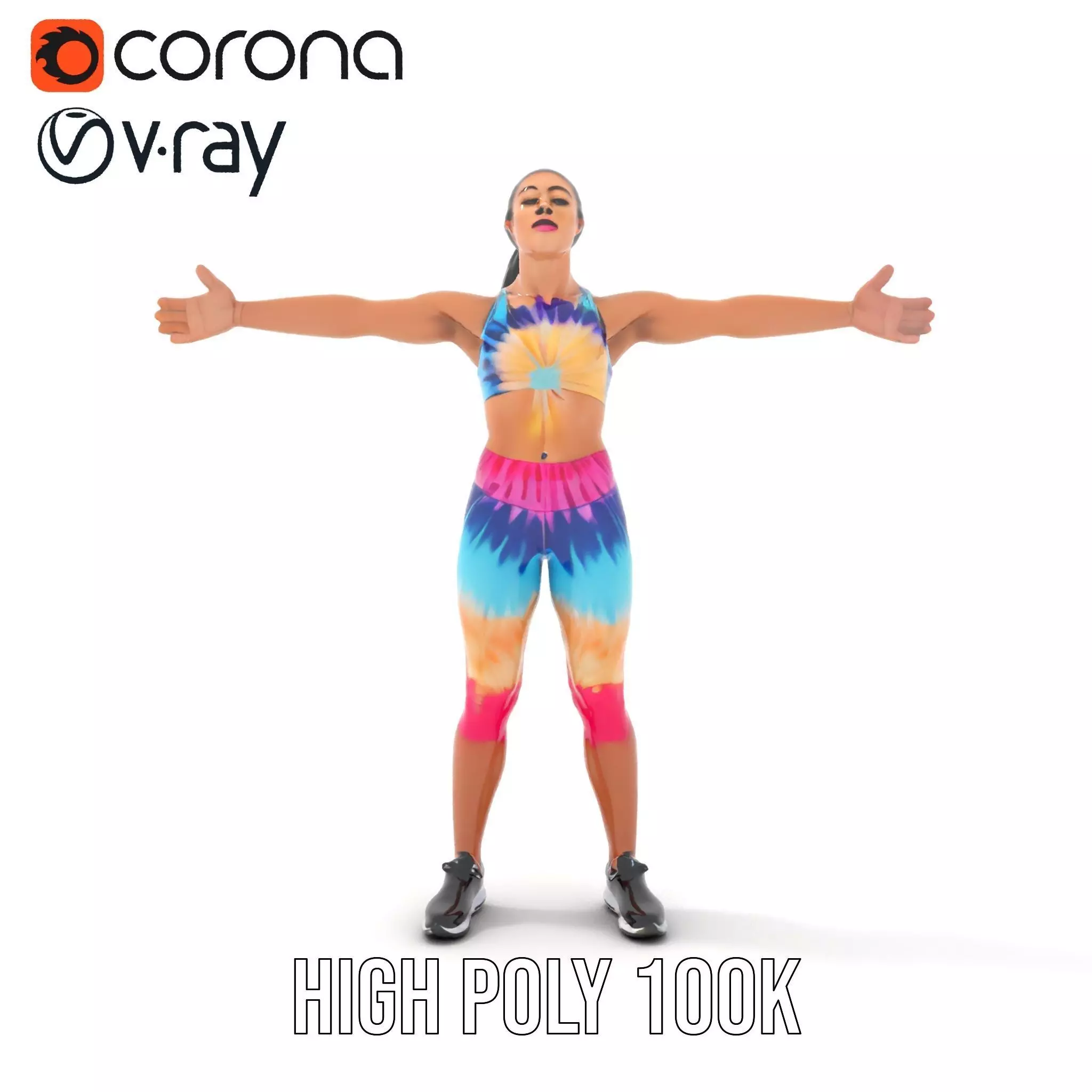 TieDye Fitness Attire model pack Low-poly 3D model_16