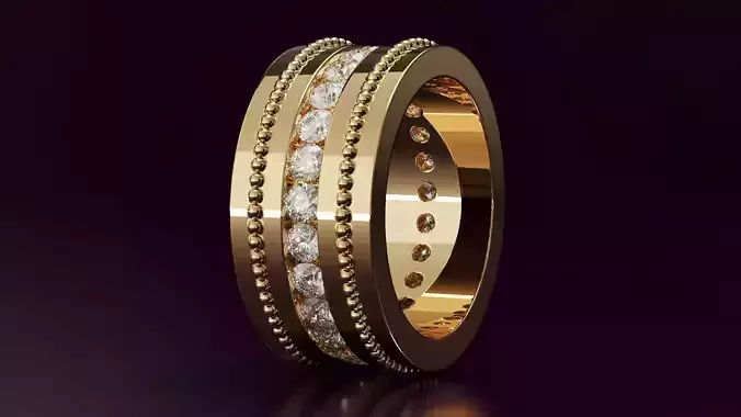 Channel Set Round cut eternity ring with bead N05 145CT EU54