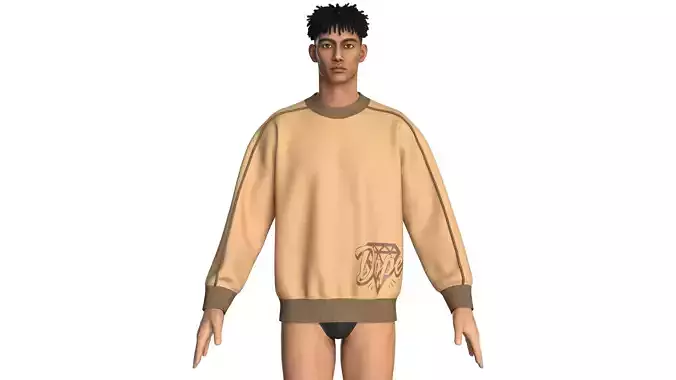 Men Pipping With Printed Sweatshirt