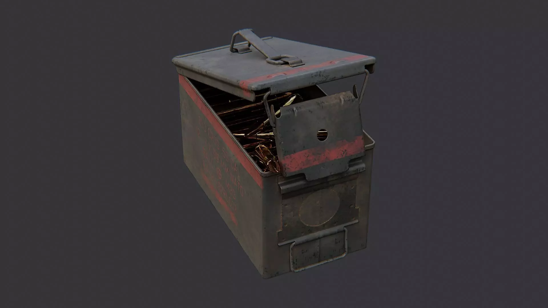 Military Ammo Box Open Lid Low-poly 3D model_3