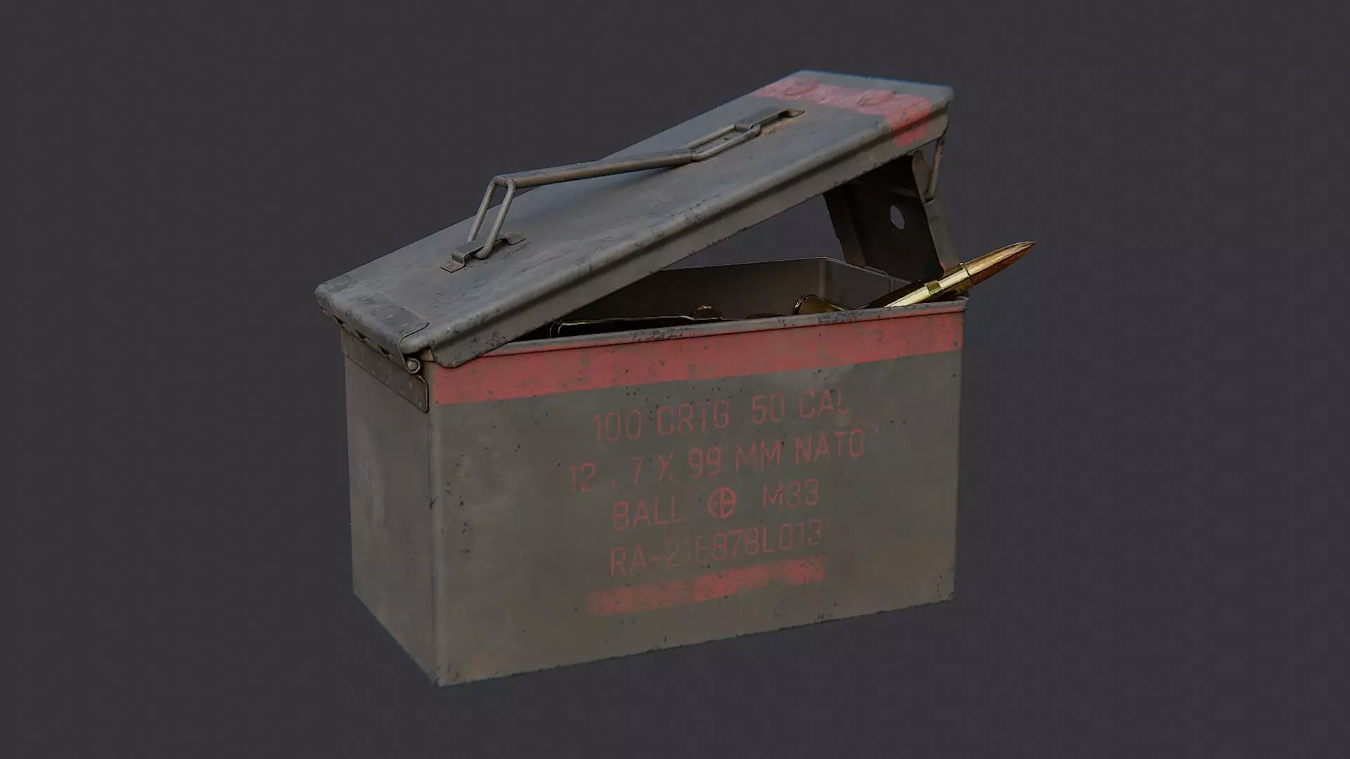 Military Ammo Box Open Lid Low-poly 3D model_2