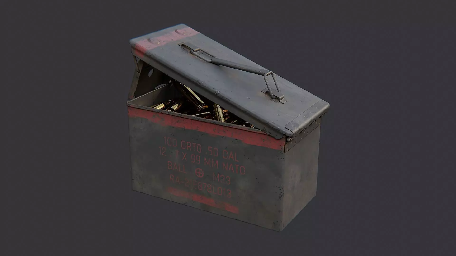 Military Ammo Box Open Lid Low-poly 3D model_1