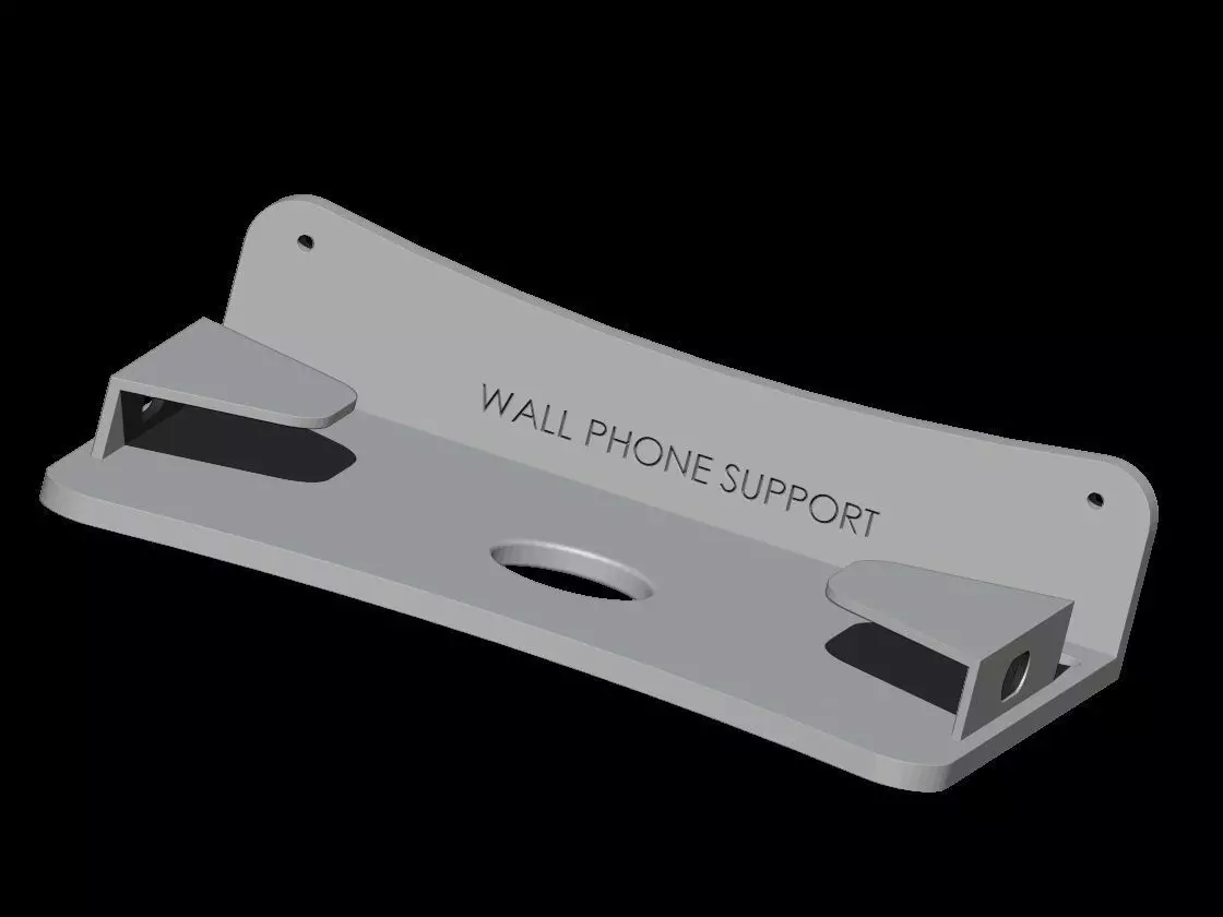 Elegant Curved Wall Phone Holder with Charging Slot 3D print model_3