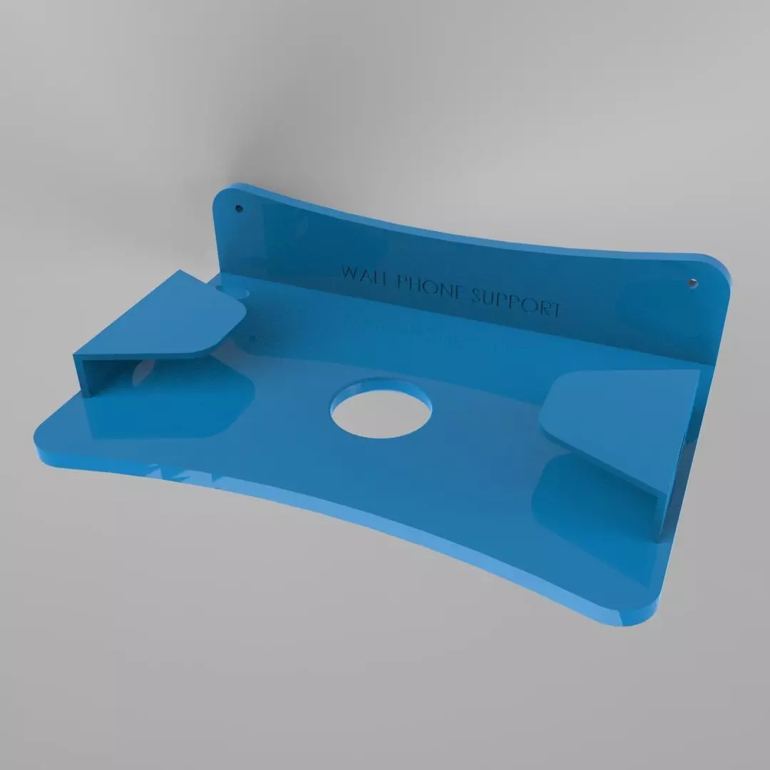 Elegant Curved Wall Phone Holder with Charging Slot 3D print model_4