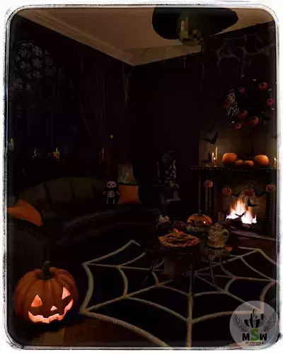 Halloween Living Room Blender Scene - NIGHT 3D model