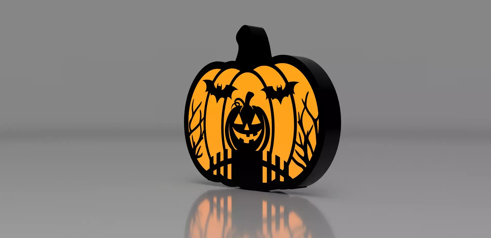 Pumpkin Silhouette Night Light STL 3D print model_1