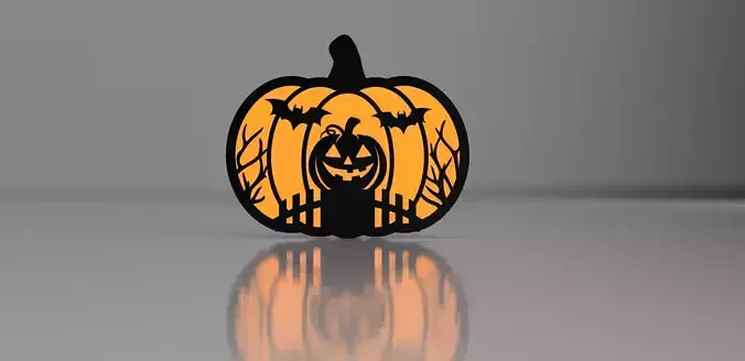 Pumpkin Silhouette Night Light STL 3D print model
