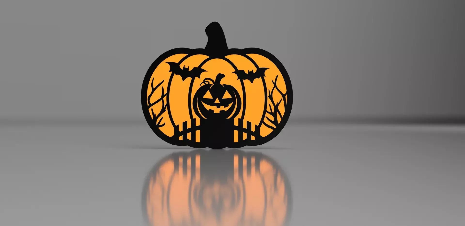 Pumpkin Silhouette Night Light STL 3D print model_0