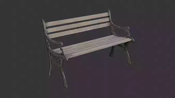 Park Bench Wooden Slat with Metal Frame