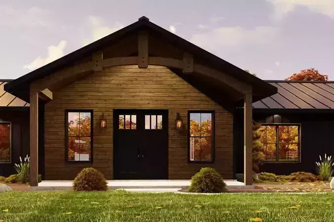 Modern Luxury Bungalow House 3D Model Spacious 2 Bed Design  3D model 7