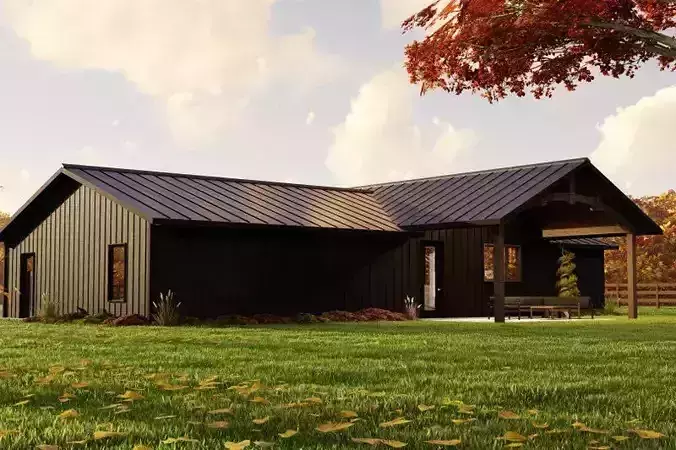 Modern Luxury Bungalow House 3D Model Spacious 2 Bed Design  3D model 4