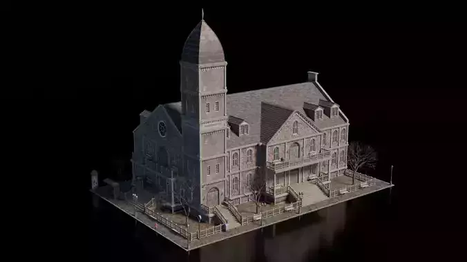 Dark Fantasy Building - City Hall 3D model