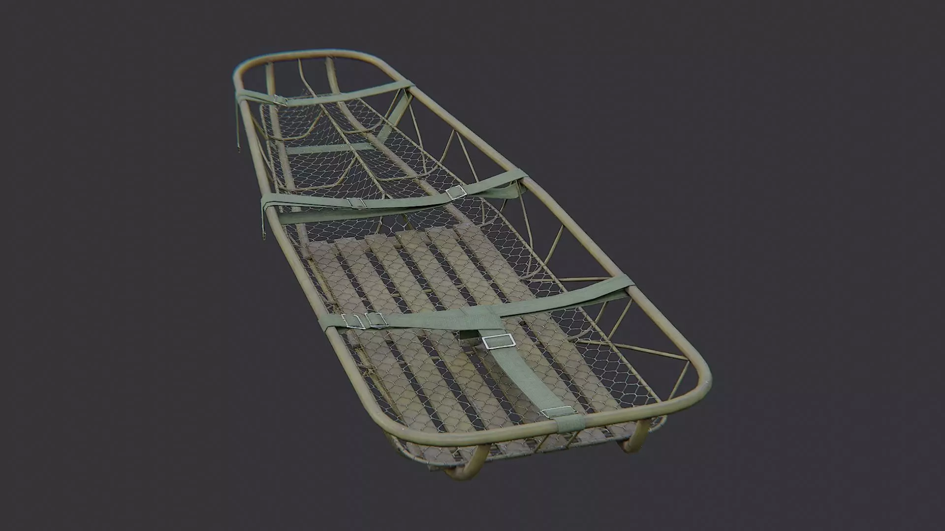 Basket Stretcher Rescue Frame with Netting Low-poly 3D model_3